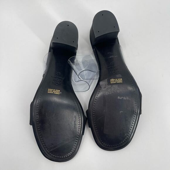 SESTO MEUCCI Heels Size 37 (US 6-6.5) Leather Fabric Black Clear Heeled Sandals - Picture 7 of 14